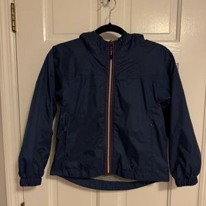 LLBean kids blue lined rain/wind jacket